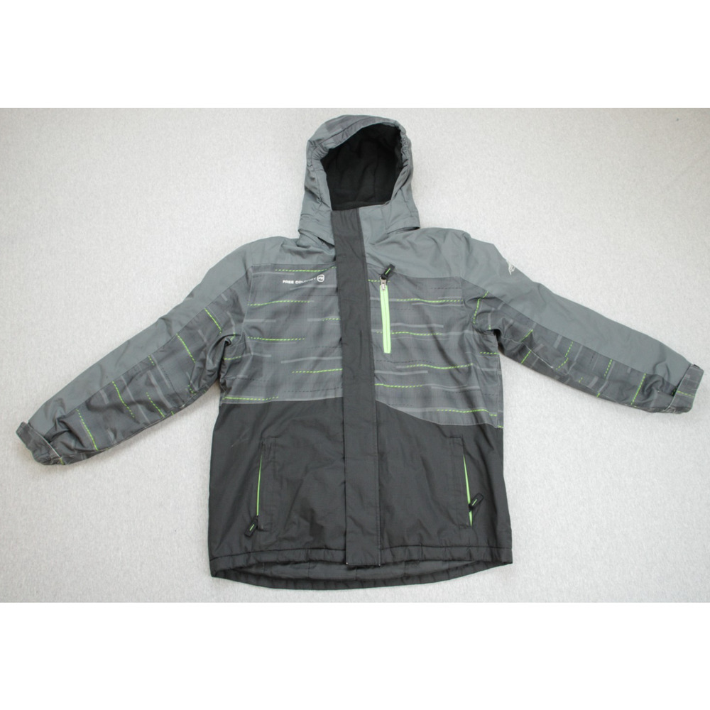 Free Country Jacket Boys L (14/16)‎ Gray Hooded Sherpa Lined Full Zip